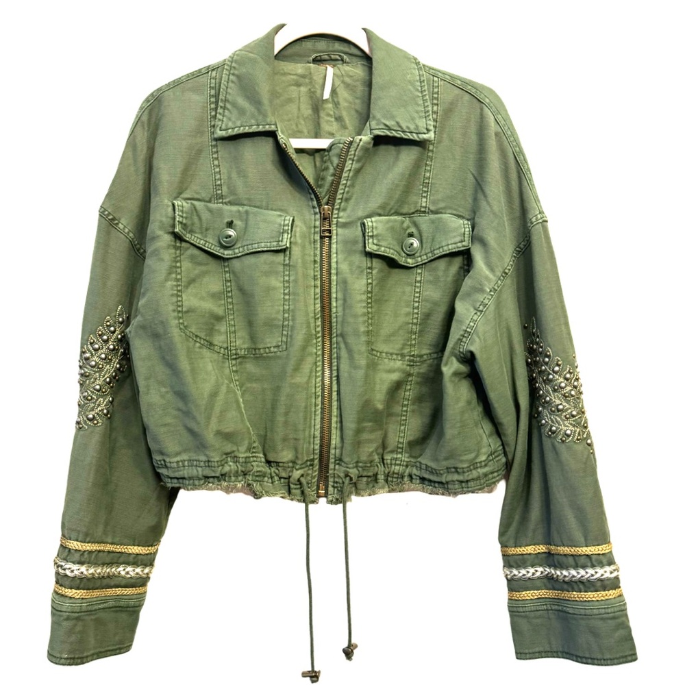 Free People Green Embellished Jacket
